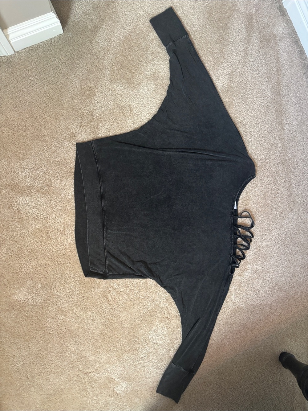 White birch off shoulder black long sleeve top size M